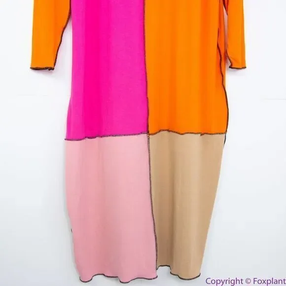 NEW Eloquii‎ Patchwork midi Dress, pink and orange, 22/24, New without tags - Picture 8 of 15